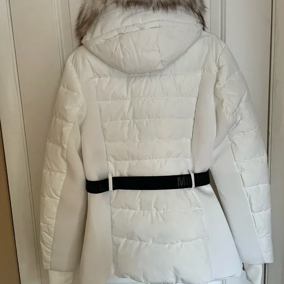 Michael Kors White Puffer Coat with Fur Trim - Picture 6 of 7